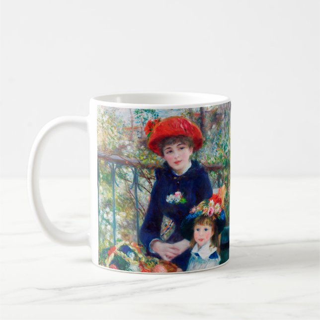 Two Sisters (On the Terrace) Pierre Auguste Renoir Coffee Mug (Left)
