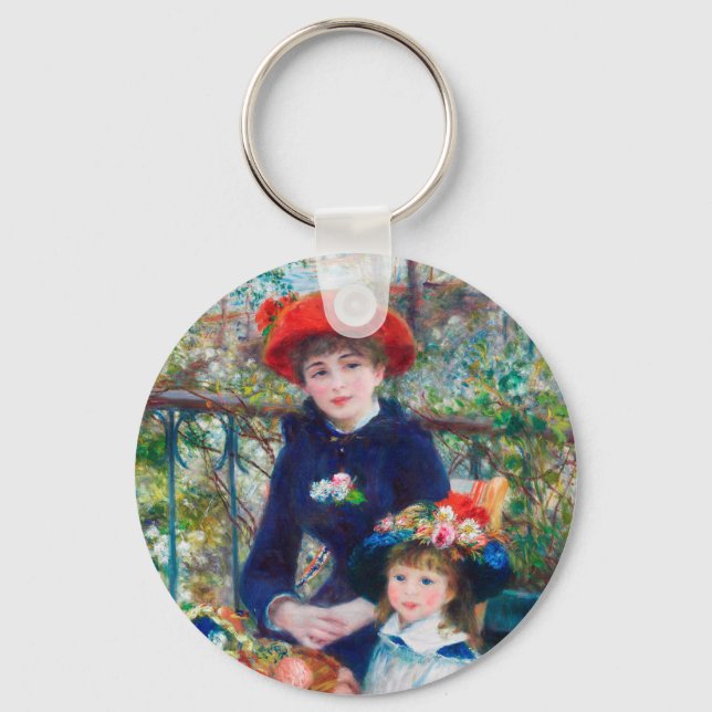 Two Sisters (On the Terrace) Pierre Auguste Renoir Keychain (Front)