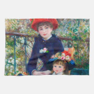 Two Sisters - Renoir Impressionist Painting 1881 Kitchen Towel