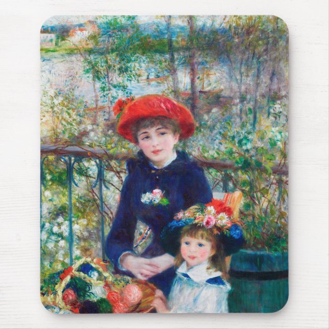 Two Sisters - Renoir Impressionist Painting 1881 Mouse Pad (Front)