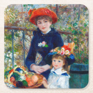 Two Sisters, Renoir Square Paper Coaster