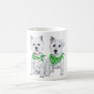Two Sitting Westies on St Patricks Day Coffee Mug