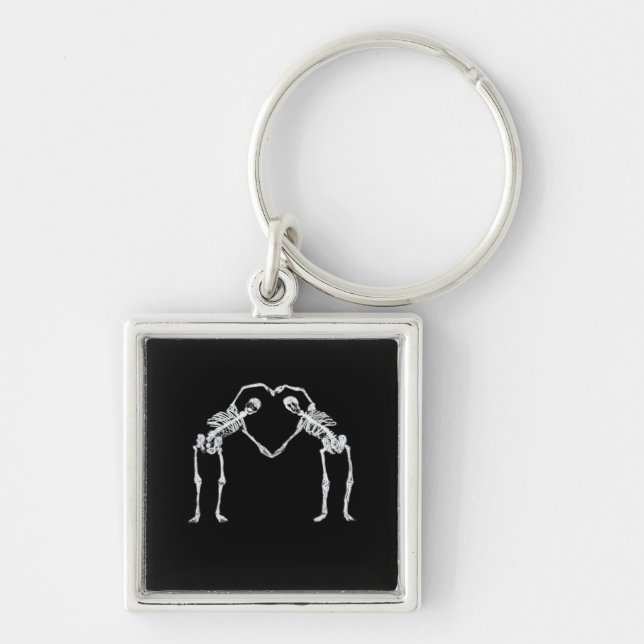 Two Skeleton Hearts Hands Classic Keychain (Front)