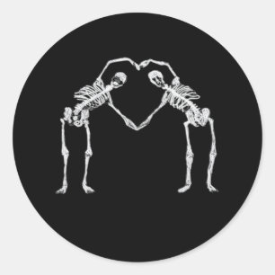 Two Skeleton Hearts Hands Classic Round Sticker