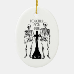 Two skeletons in love ceramic ornament