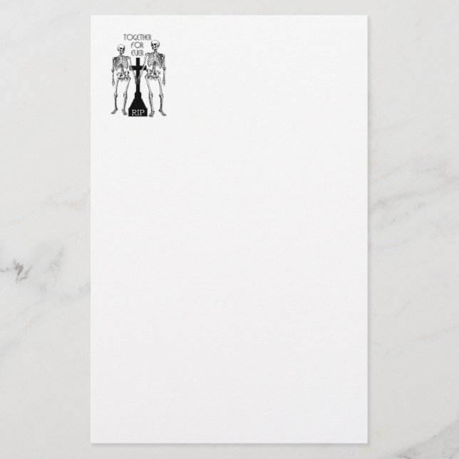 Two skeletons in love stationery (Front)