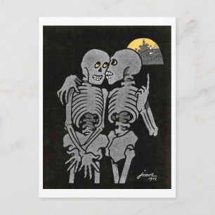 Two Skeletons Talking postcard
