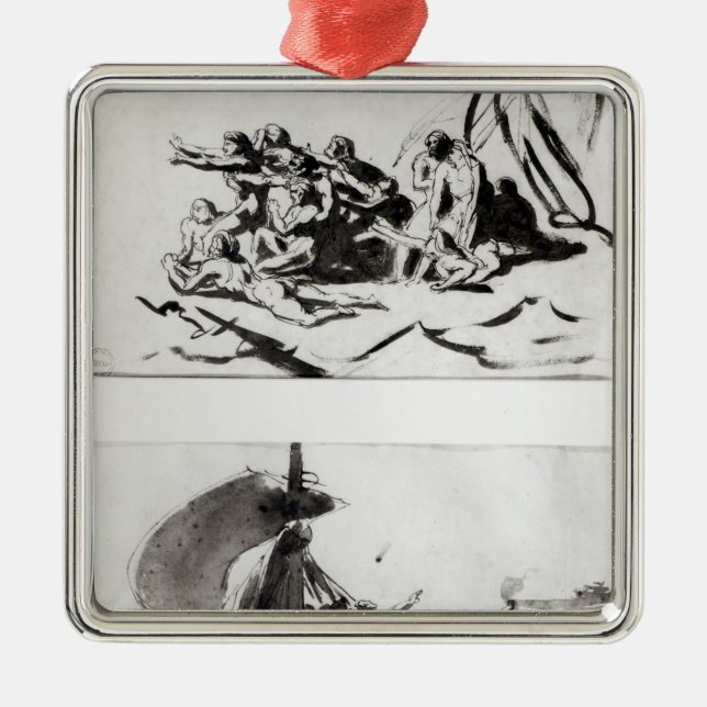 Two sketches for The Raft of the Medusa, c.1819 Metal Ornament (Front)