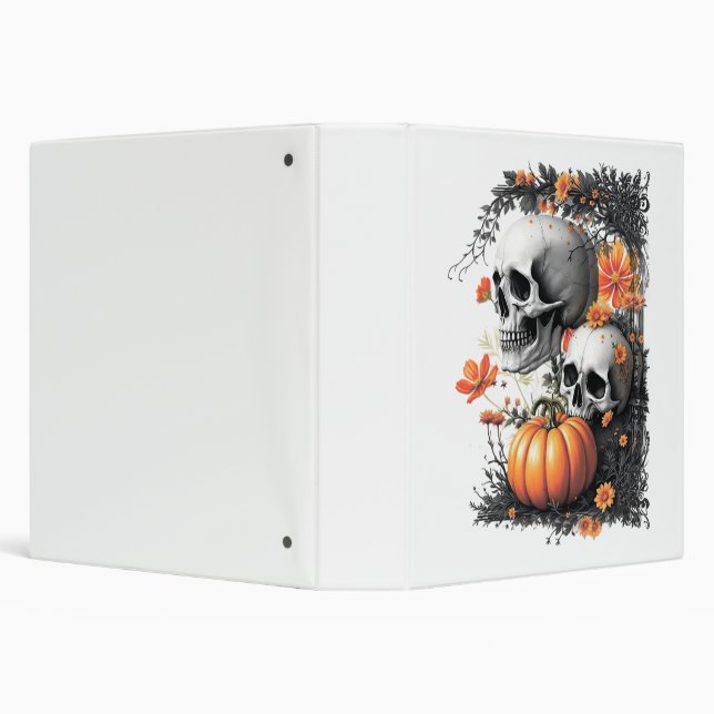 Two skulls and a pumpkin among flowers. binder (Background)