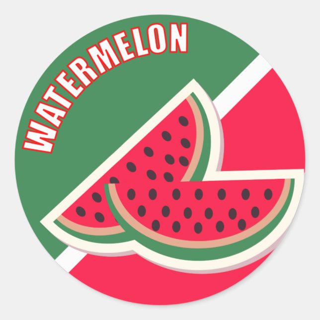 Two Sliced of Watermelon Classic Round Sticker (Front)