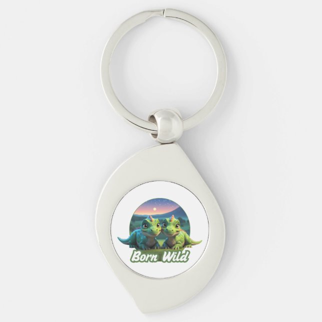 Two small diners - Born Wild Keychain (Front)