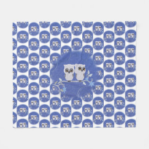 Two small white owls fleece blanket