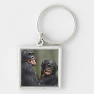 Two Smiling Bonobos Keychain