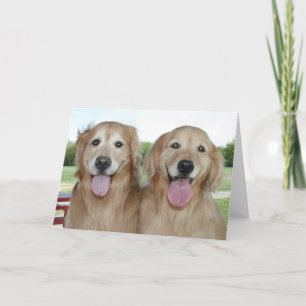 Two Smiling Golden Retrievers Just Saying Hi Card