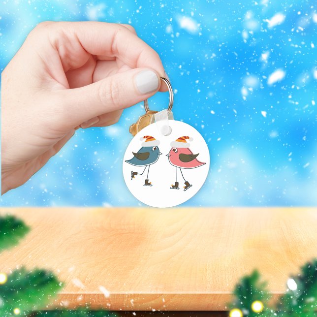 Two Snow Birds Ice Skating Keychain (Creator Uploaded)