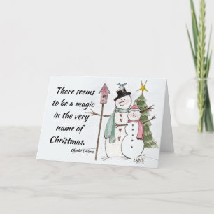 Two Snow People Watercolor Magic Winter Scene Hol Holiday Card