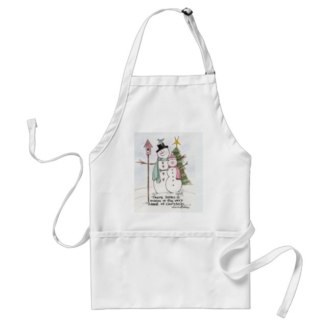 Two Snow People Watercolor Magic Winter Scene  Standard Apron (Front)
