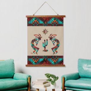 Two Southwest Kokopelli Hanging Tapestry
