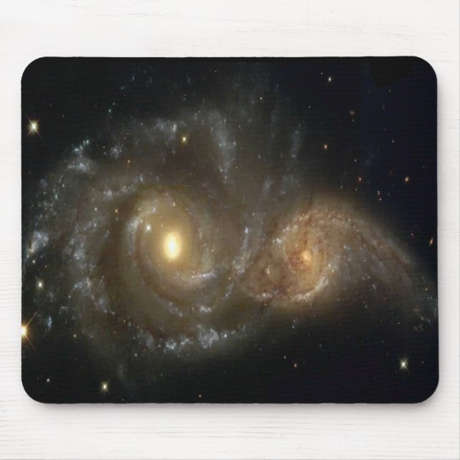 Two Spiral Galaxies Colliding In Space Mousepad (Front)