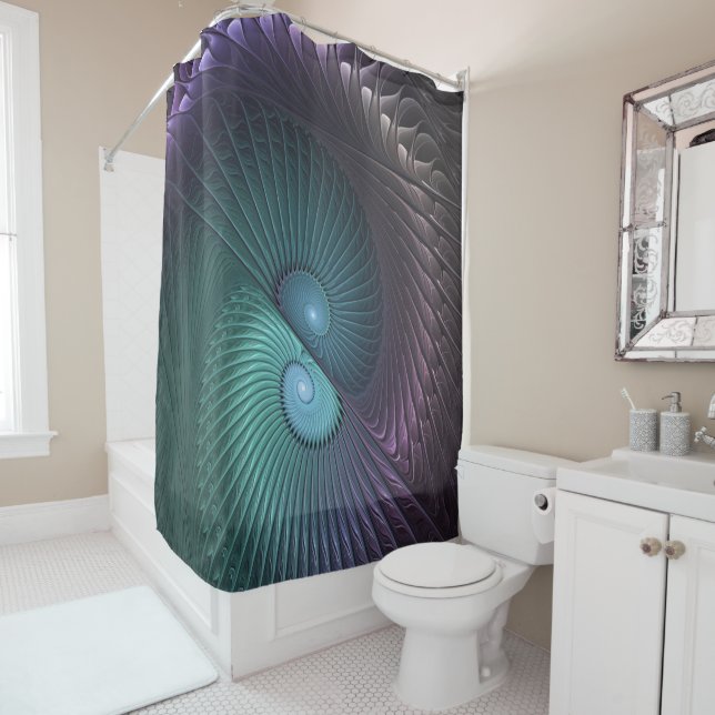 Two Spirals Colorful Modern Abstract Fractal Art (In Situ)