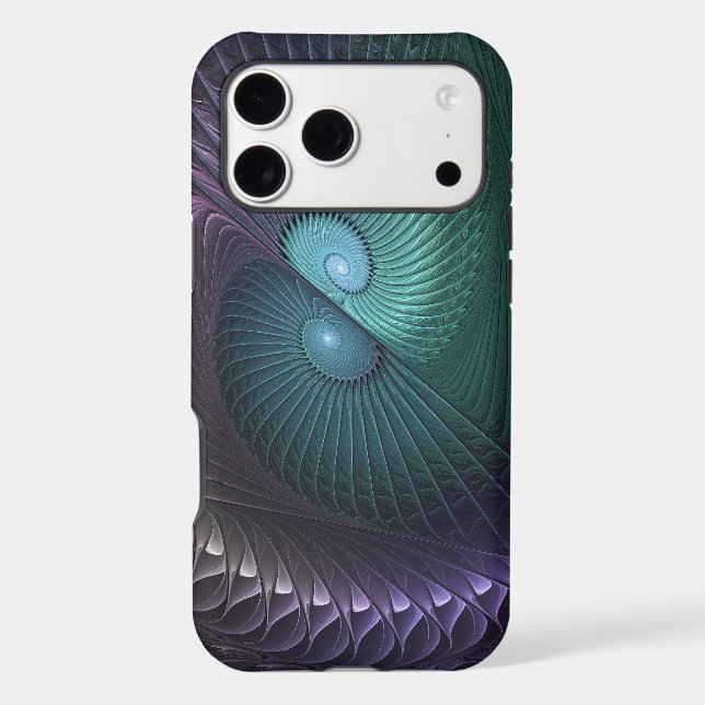 Two Spirals Colorful Modern Abstract Fractal Art (Back)
