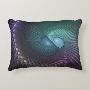 Two Spirals Colourful Modern Abstract Fractal Art Accent Pillow