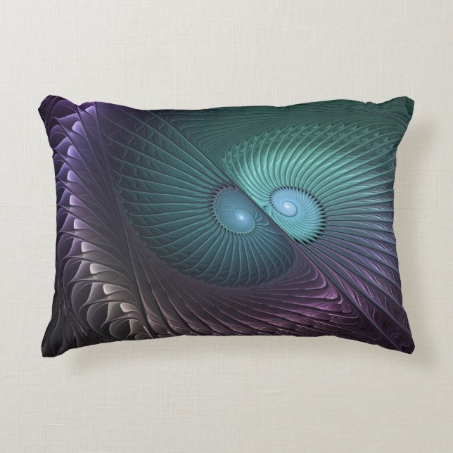 Two Spirals Colourful Modern Abstract Fractal Art Accent Pillow (Front)