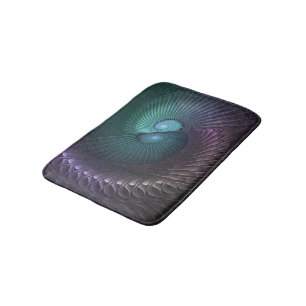 Two Spirals Colourful Modern Abstract Fractal Art Bath Mat