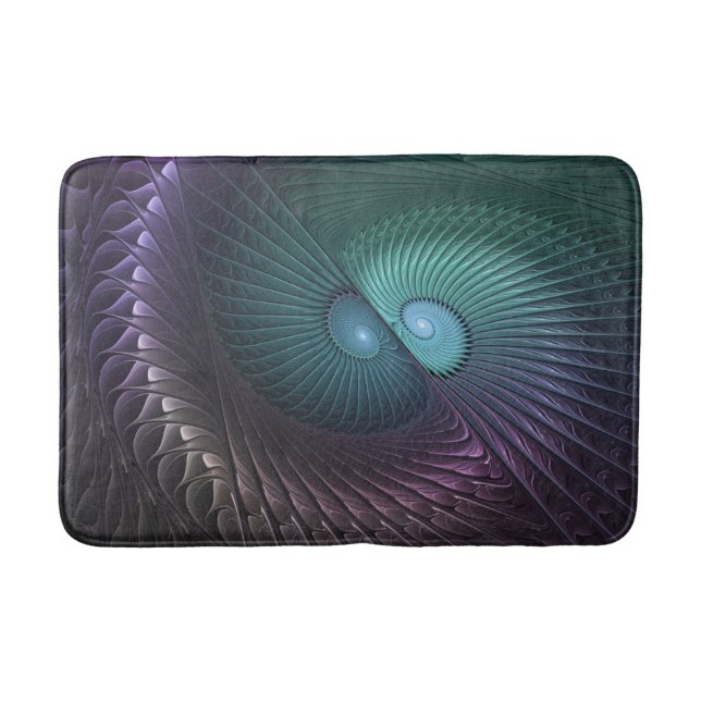 Two Spirals Colourful Modern Abstract Fractal Art Bath Mat (Front)