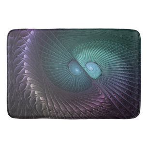 Two Spirals Colourful Modern Abstract Fractal Art Bath Mat