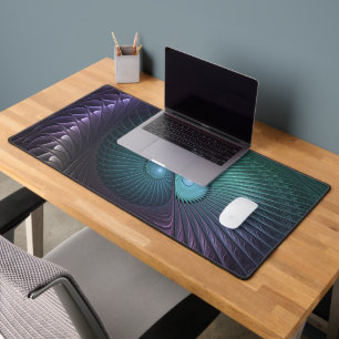 Two Spirals Colourful Modern Abstract Fractal Art Desk Mat