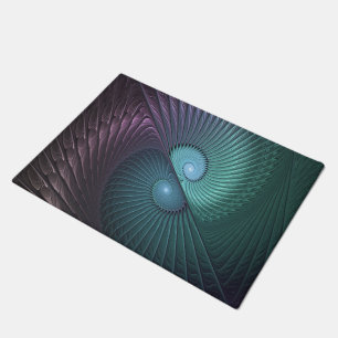Two Spirals Colourful Modern Abstract Fractal Art Doormat