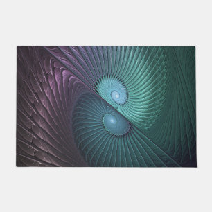 Two Spirals Colourful Modern Abstract Fractal Art Doormat