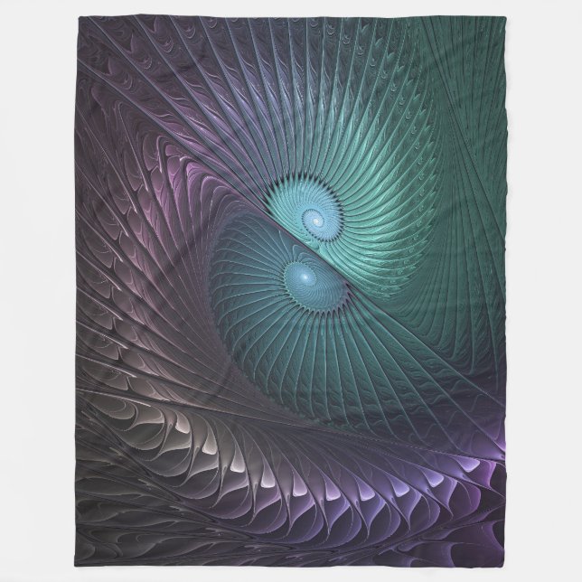 Two Spirals Colourful Modern Abstract Fractal Art Fleece Blanket (Front)