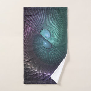 Two Spirals Colourful Modern Abstract Fractal Art Hand Towel