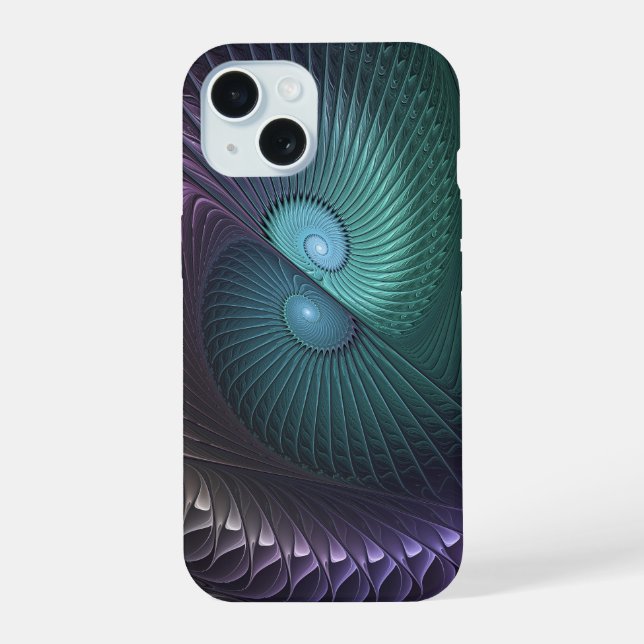 Two Spirals Colourful Modern Abstract Fractal Art iPhone 15 Case (Back)