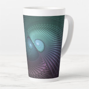 Two Spirals Colourful Modern Abstract Fractal Art Latte Mug