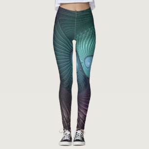 Two Spirals Colourful Modern Abstract Fractal Art Leggings