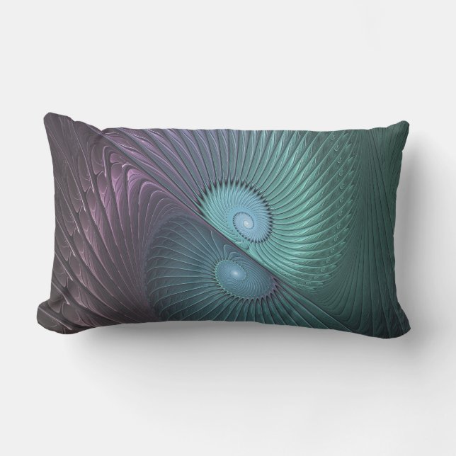 Two Spirals Colourful Modern Abstract Fractal Art Lumbar Pillow (Front)