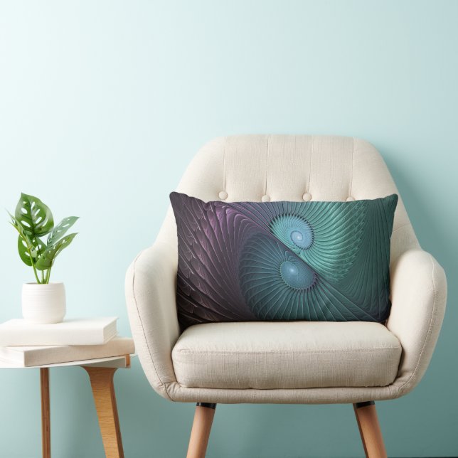 Two Spirals Colourful Modern Abstract Fractal Art Lumbar Pillow (Chair)