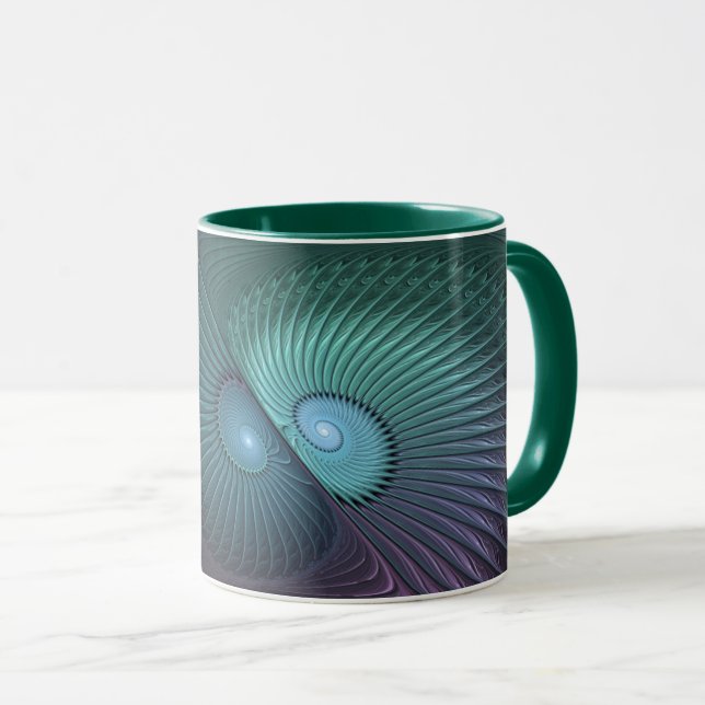 Two Spirals Colourful Modern Abstract Fractal Art Mug (Front Right)
