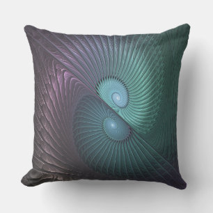 Two Spirals Colourful Modern Abstract Fractal Art Outdoor Pillow