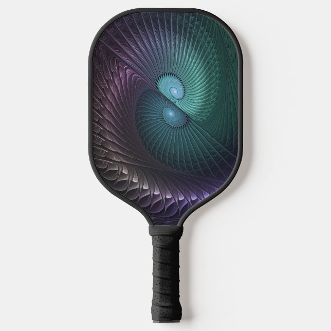 Two Spirals Colourful Modern Abstract Fractal Art Pickleball Paddle (Front)