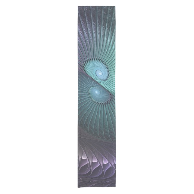 Two Spirals Colourful Modern Abstract Fractal Art Short Table Runner (Front)