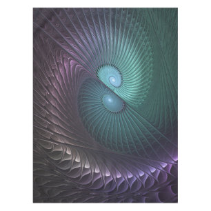 Two Spirals Colourful Modern Abstract Fractal Art Tablecloth