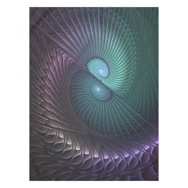 Two Spirals Colourful Modern Abstract Fractal Art Tablecloth (Front)