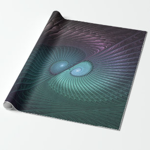 Two Spirals Colourful Modern Abstract Fractal Art Wrapping Paper