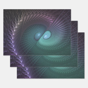 Two Spirals Colourful Modern Abstract Fractal Art Wrapping Paper Sheet