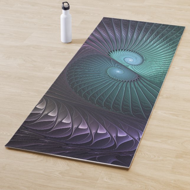 Two Spirals Colourful Modern Abstract Fractal Art Yoga Mat (In Situ)