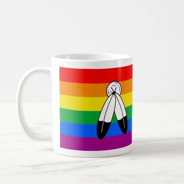 Two-Spirit LGBTQ+ Pride Flag Coffee Mug (Left)